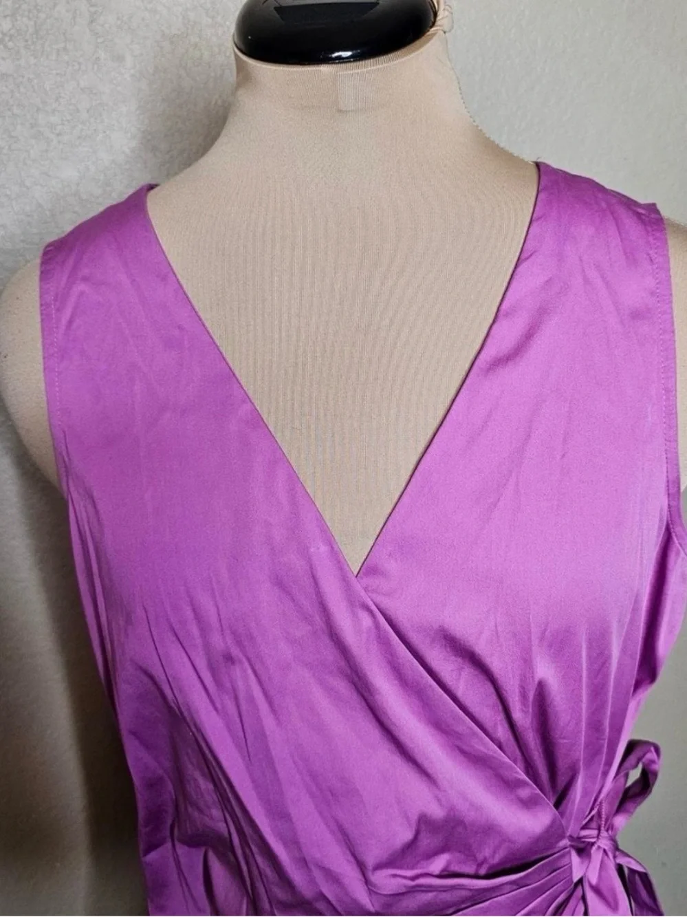 Ann Taylor - 12 Orchid Cotton Sleeveless Wrap Blouse - Picture 3 of 8